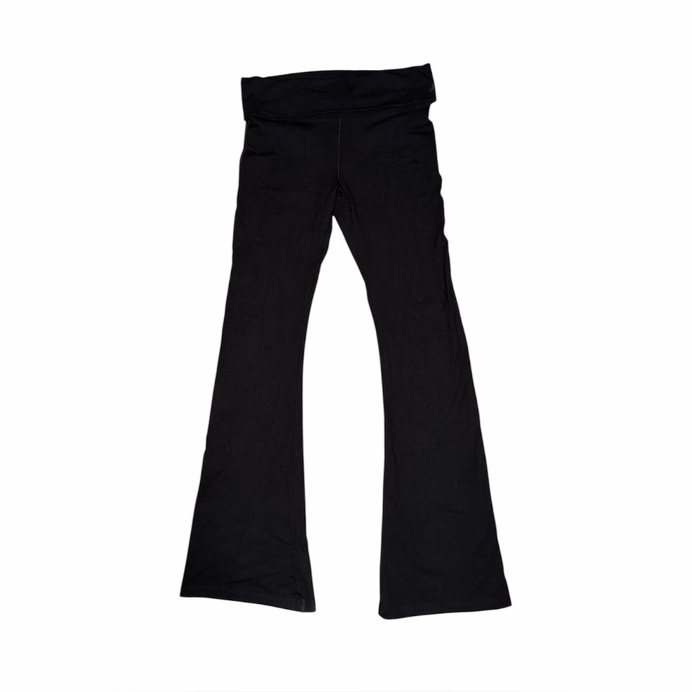 PINK special edition bling black cotton fold over flare leggings